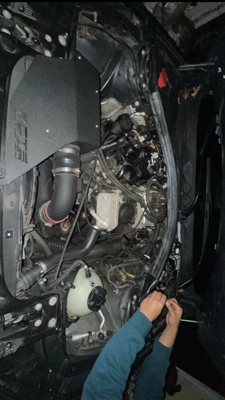 Engine bay of a supercharged Audi S4 mid-tune